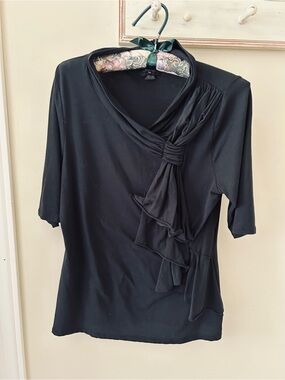 Anthropologie Deletta Black Top with ruffles!